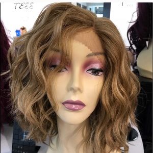 Dark blonde heat resistant lace front wig